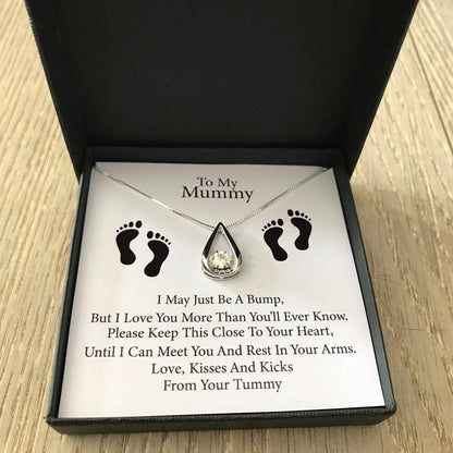 Personalised Baby Bump - To My Mum/Mummy Silver Pendant Necklace with Message Card