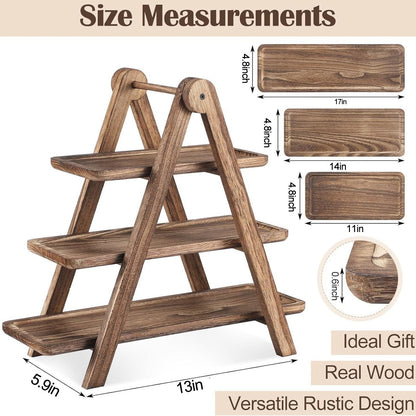 3-Tier Wooden Serving Tray Set for Parties & Entertaining🔥
