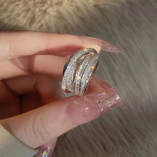Zircon Wrapped Light Luxury Open End Ring