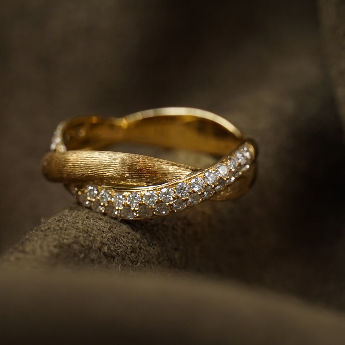 S925 Silver Double Ring Brushed Retro Light Luxury Ring