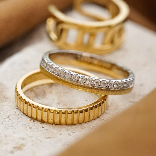 S925 Silver Double Row Brushed Vintage Ring