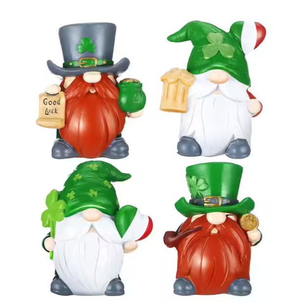 🔥Hot Sale 60% OFF 🍀4 pack St. Patrick's Day Resin Gnome Figurines💋