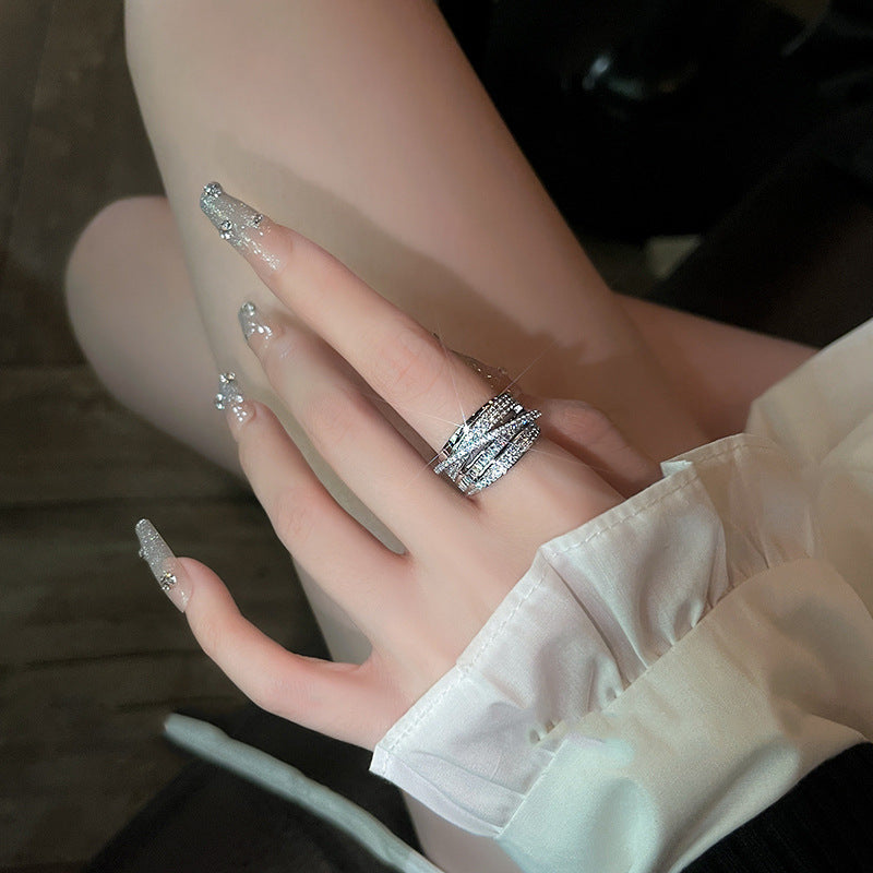 Zircon Wrapped Light Luxury Open End Ring