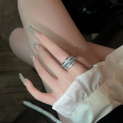 Zircon Wrapped Light Luxury Open End Ring