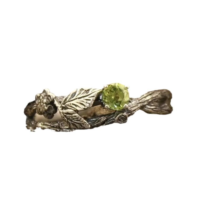 Vintage Fashion Silver Plated Branch Inlaid Zircon Ring