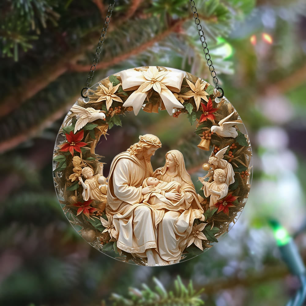 🏆Sculptural Realism Style Holy Family Christmas Parasite Hanging Ornaments