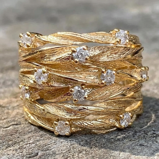 Vintage Golden Zirconia Ring