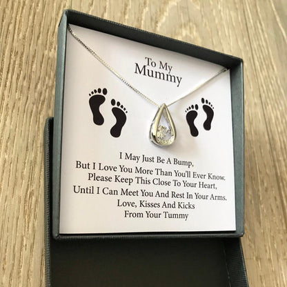 Personalised Baby Bump - To My Mum/Mummy Silver Pendant Necklace with Message Card