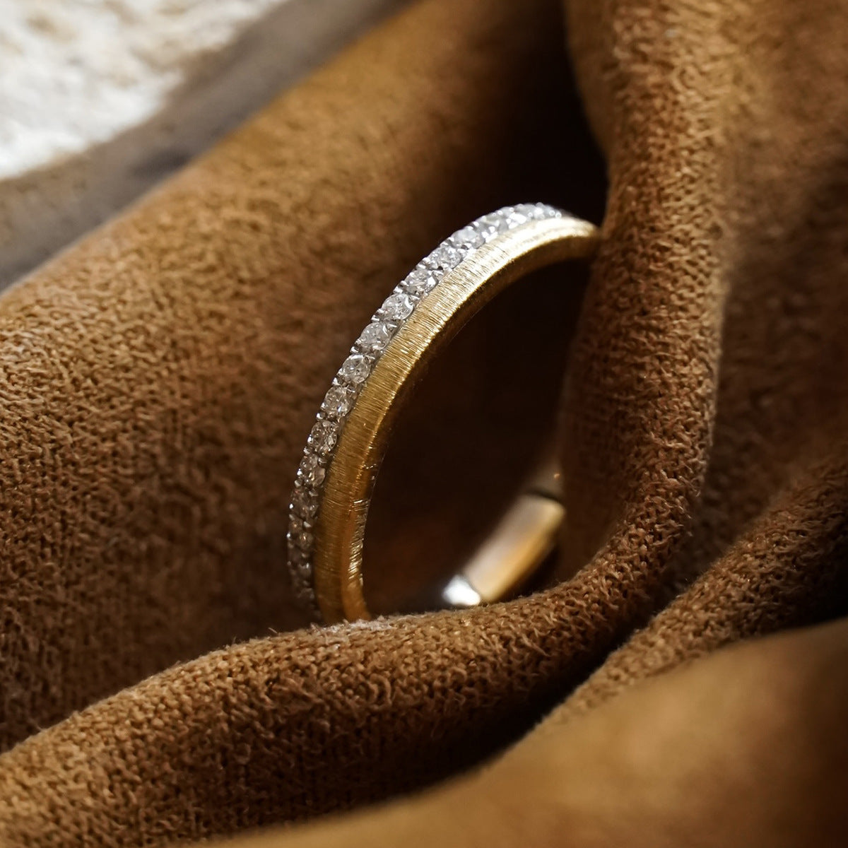 S925 Silver Double Row Brushed Vintage Ring