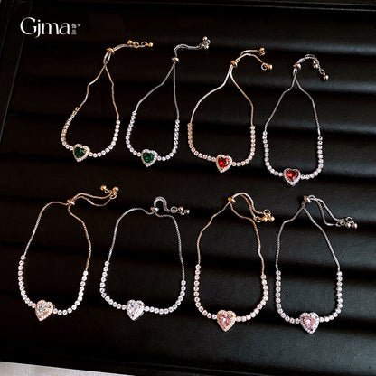 Three-dimensional Love Zircon Adjustable Bracelet
