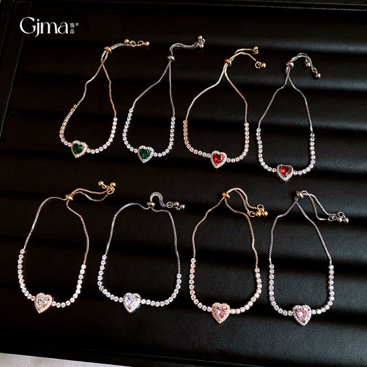 Three-dimensional Love Zircon Adjustable Bracelet