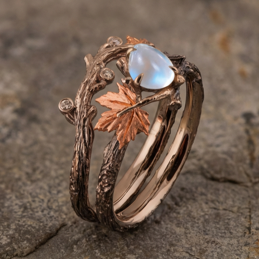 Vintage Golden Branch Maple Leaf Ring
