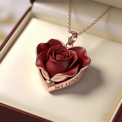 Personalized Rose Heart Necklace