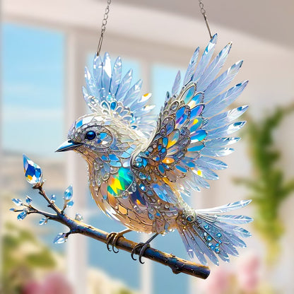 🐦✨Acrylic Sky Bluebird 2D Stained Art Ornament (8 inches)