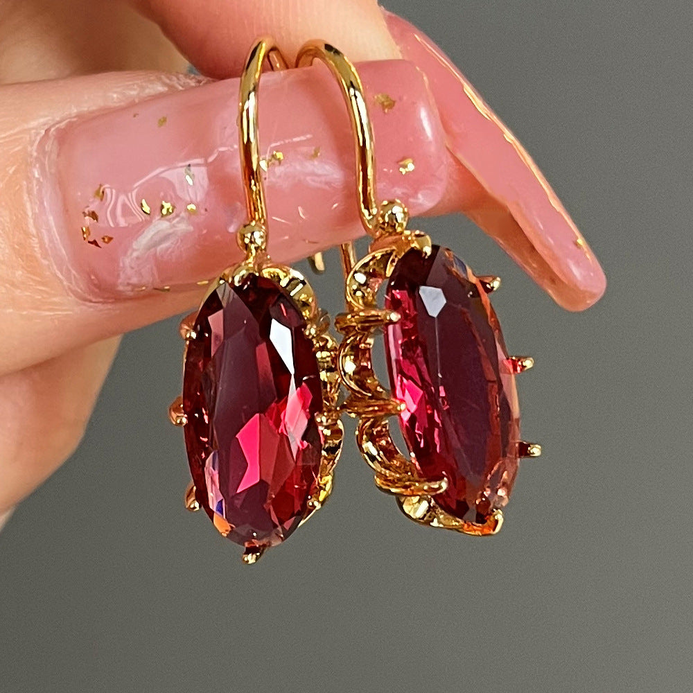 Vintage Blue Crystal Golden Earrings