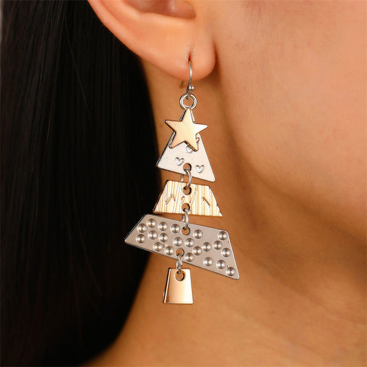 🎄Mixed Metal Christmas Tree Drop Earrings