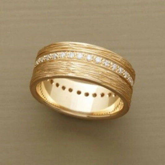 Brushed Wide Edged Inlaid Ring