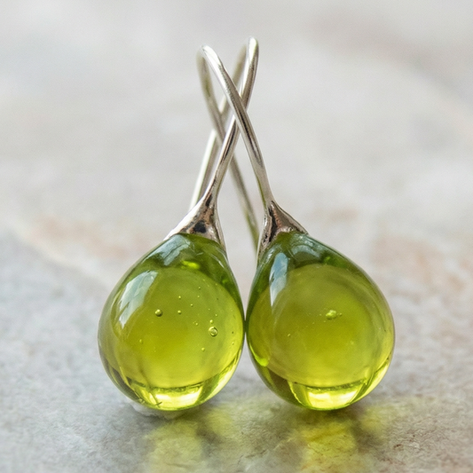Vintage Olive Glass Earrings