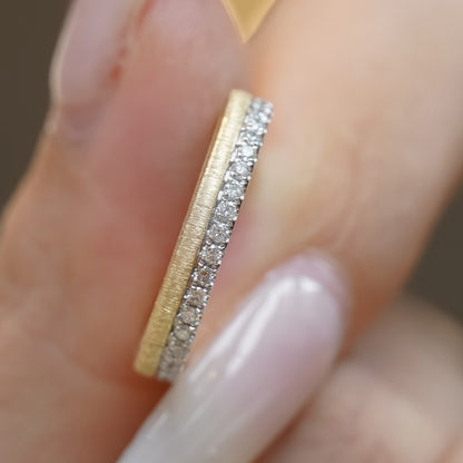 S925 Silver Double Row Brushed Vintage Ring