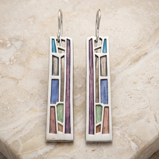 Vintage Colorful Silver Earrings