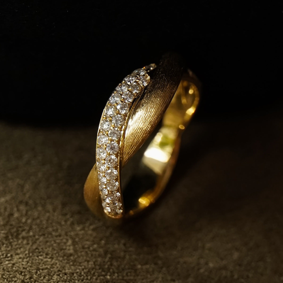 S925 Silver Double Ring Brushed Retro Light Luxury Ring