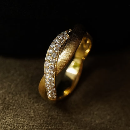 S925 Silver Double Ring Brushed Retro Light Luxury Ring