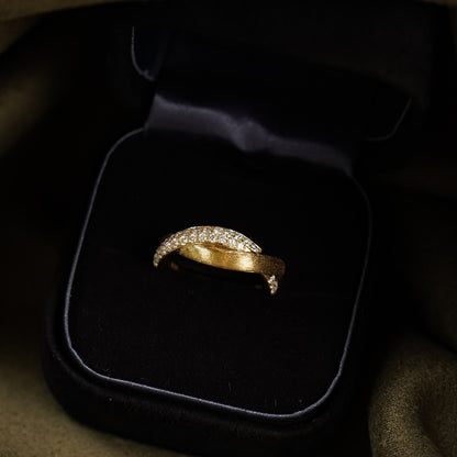 S925 Silver Double Ring Brushed Retro Light Luxury Ring