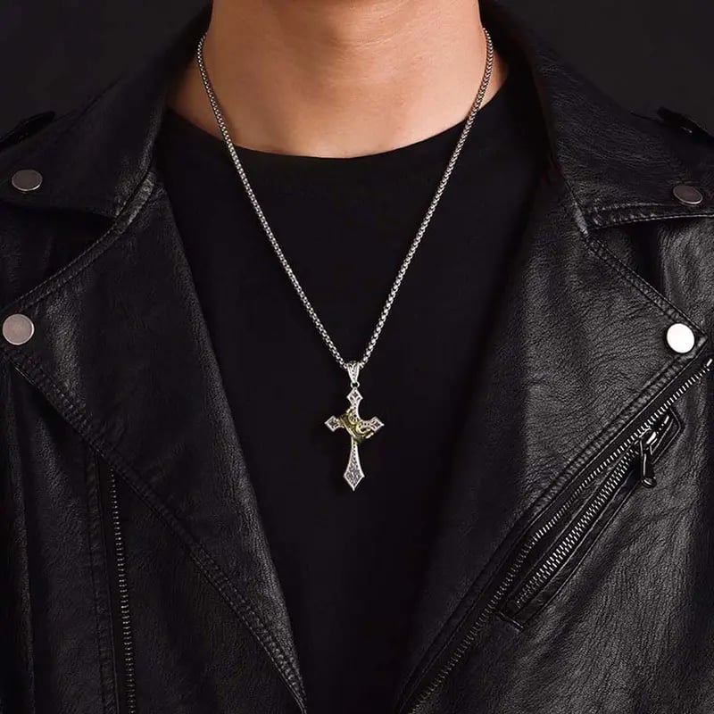 🔥Last Day 50% OFF✝️Men's Crown Cross Necklace💋
