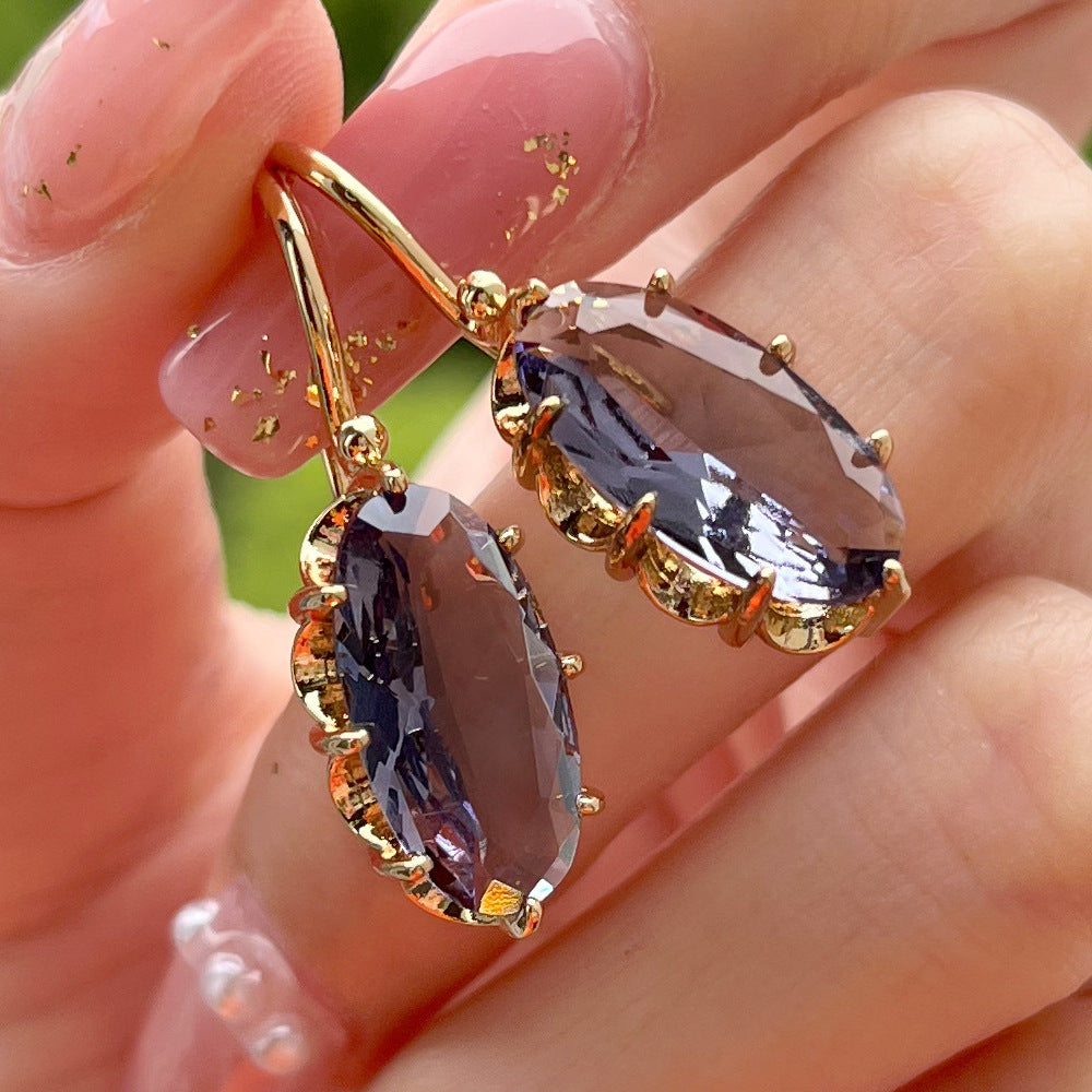 Vintage Blue Crystal Golden Earrings