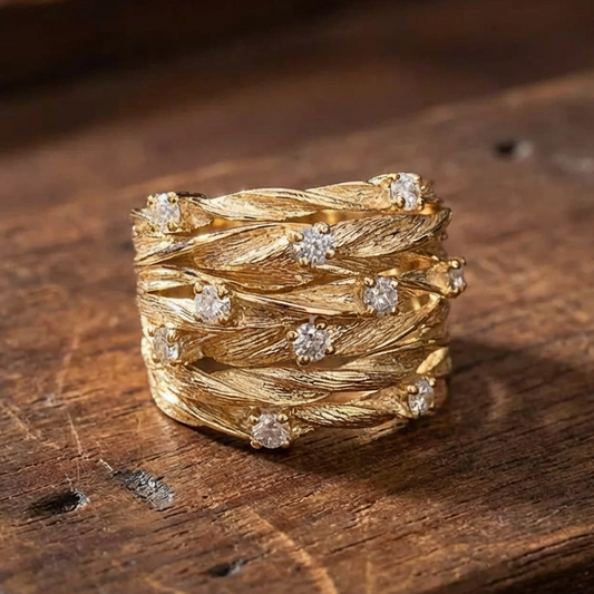 Vintage Golden Zirconia Ring
