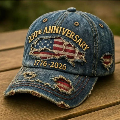 🎖 🧢250th Anniversary 1776-2026 Distressed Denim Baseball Cap🏆