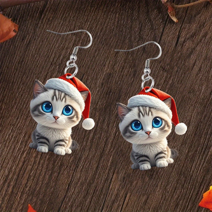 🏆Santa Cat Christmas Earrings