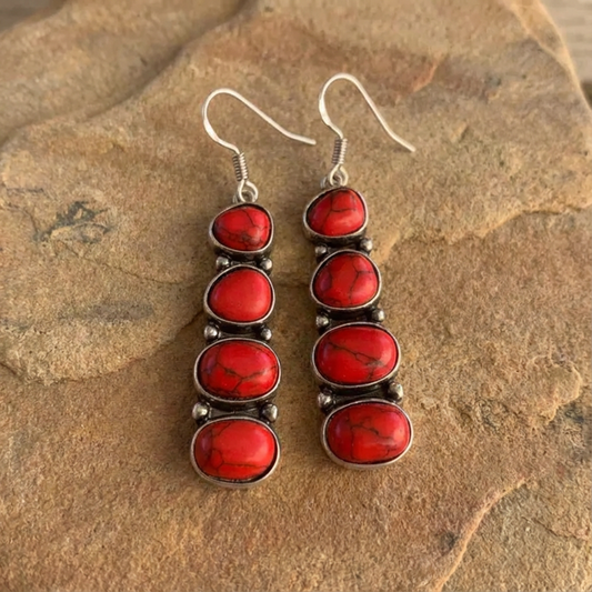 Vintage Red Turquoise Earrings