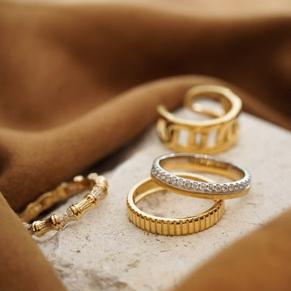 S925 Silver Double Row Brushed Vintage Ring