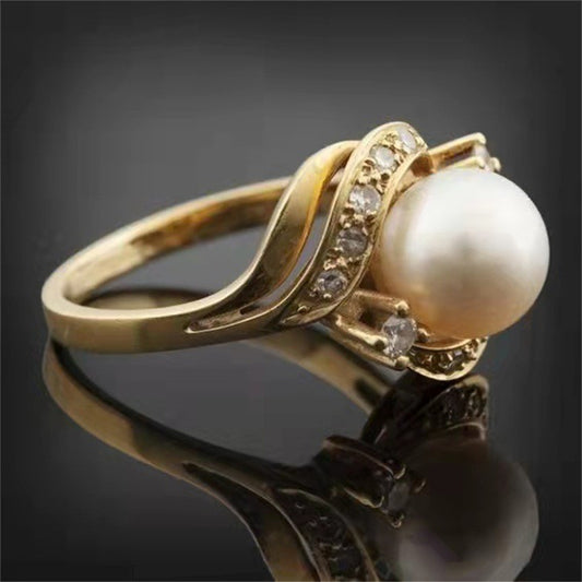 Vintage Diamond Set Zircon Pearl Ring