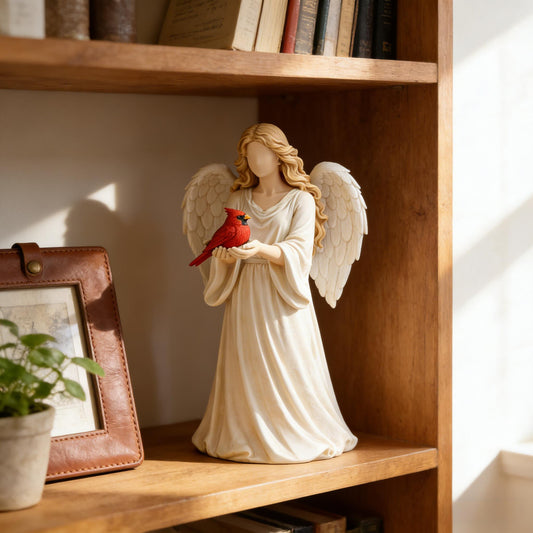🐦Handcrafted Cardinal & Angel Memorial Statues – A Symbol of Love, Peace, and Remembrance💋