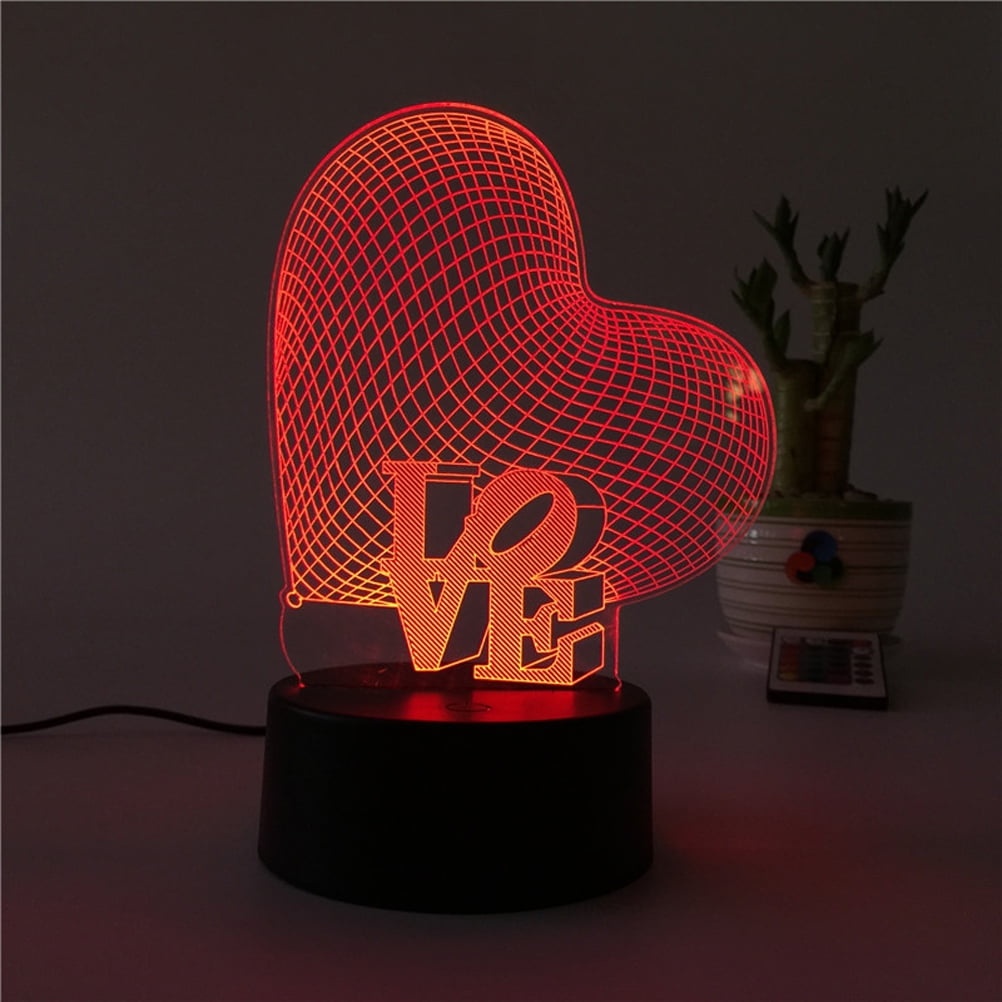 ❤️GETAJGHSD Crystal Acrylic 3D Heart LED Night Lamp with USB Power and Color Changing Feature🏆