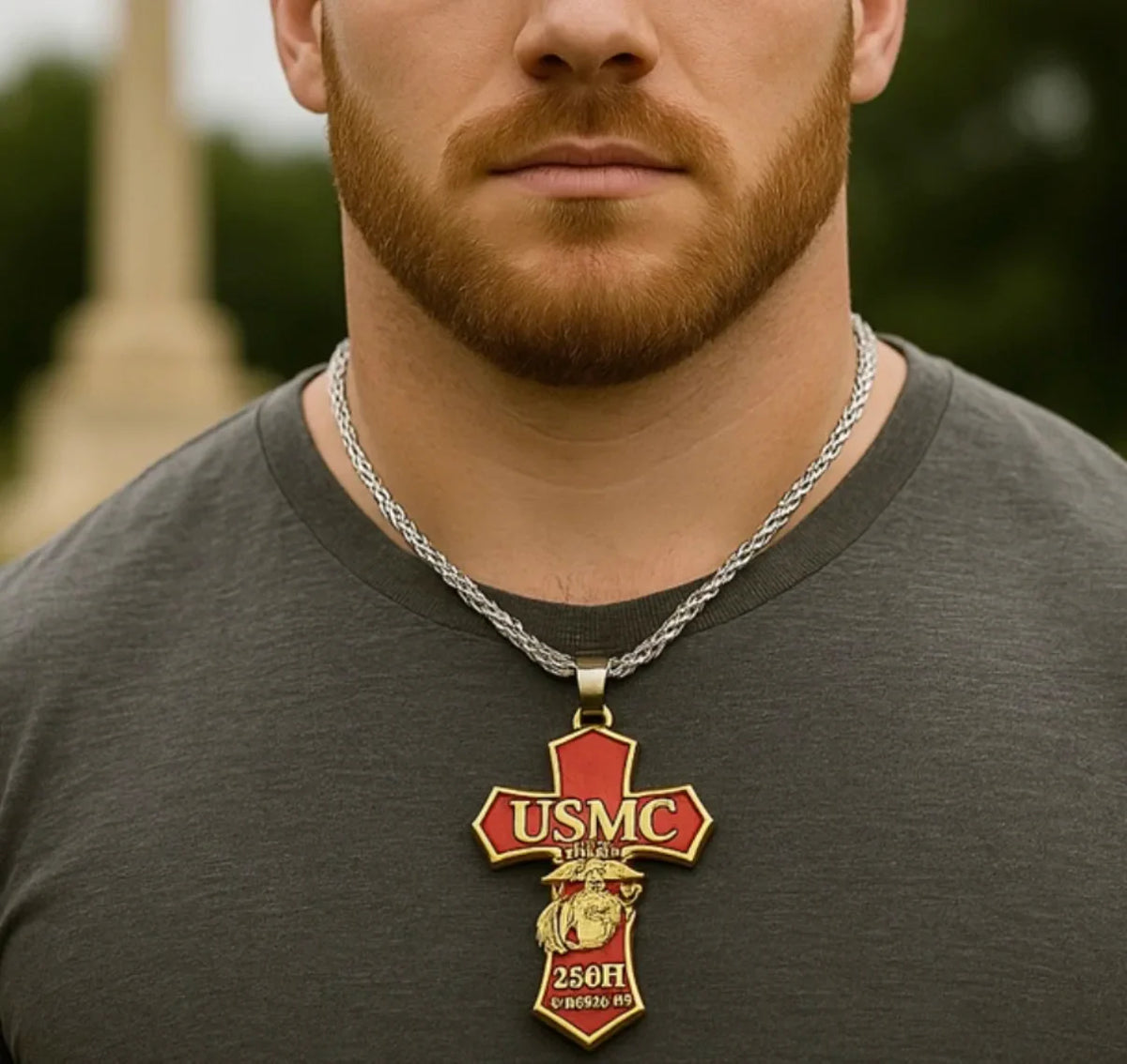 USMC 250th Anniversary Cross Pendant Necklace🏆