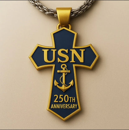 USMC 250th Anniversary Cross Pendant Necklace🏆