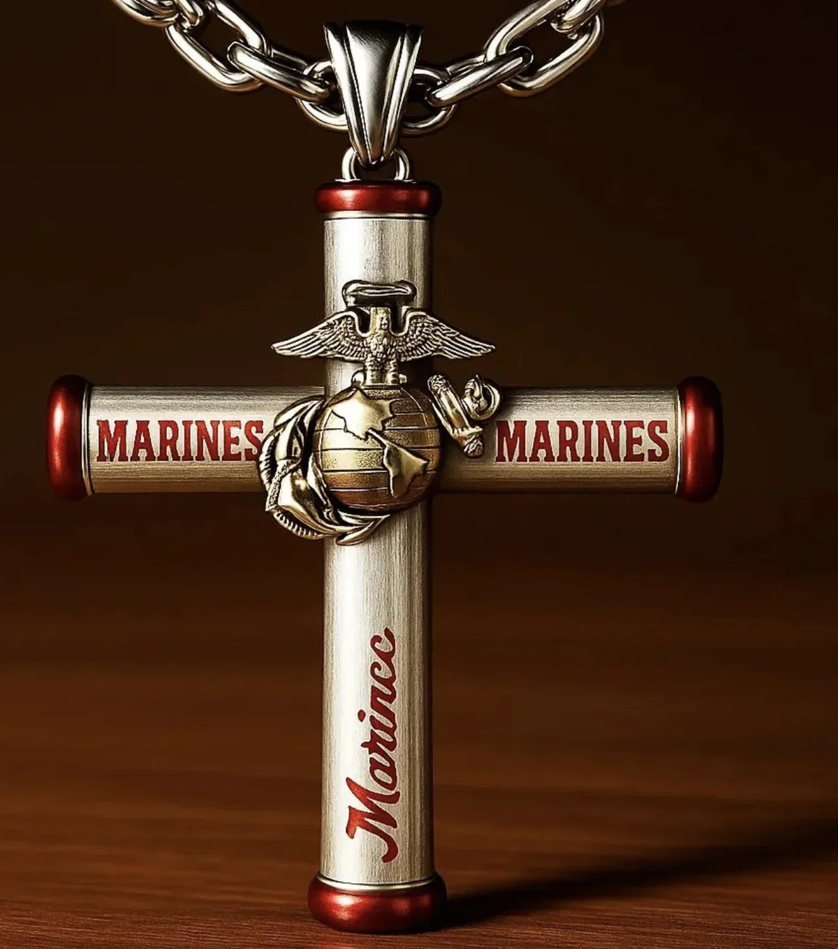 USMC 250th Anniversary Cross Pendant Necklace🏆