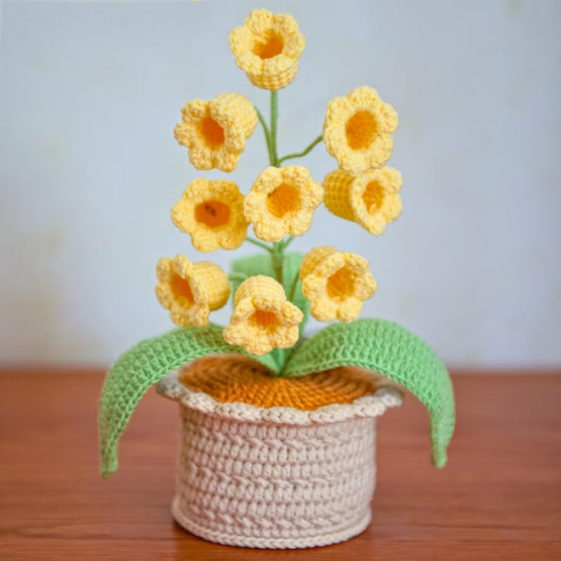 🌼Hand-knitted LED Lilies of the Valley – glowing flowers in a pot for a cozy home atmosphere 💋