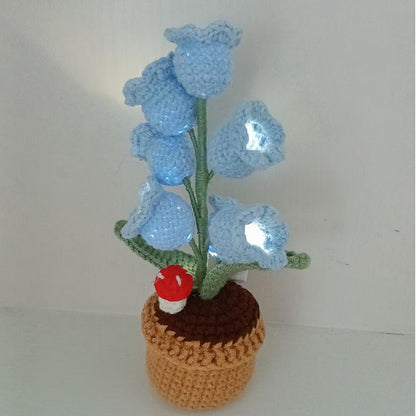 🌼Hand-knitted LED Lilies of the Valley – glowing flowers in a pot for a cozy home atmosphere 💋
