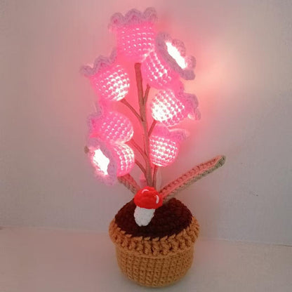 🌼Hand-knitted LED Lilies of the Valley – glowing flowers in a pot for a cozy home atmosphere 💋