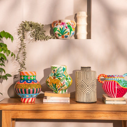 Off White Textured Paper Mache Vase