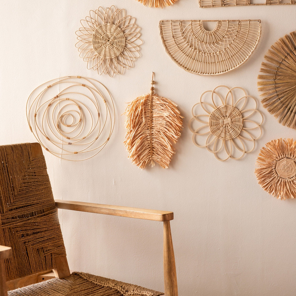 Rattan Wall Hangings Set of 12