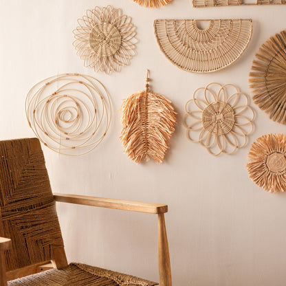 Rattan Wall Hangings Set of 12