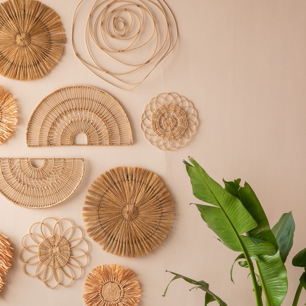 Rattan Wall Hangings Set of 12