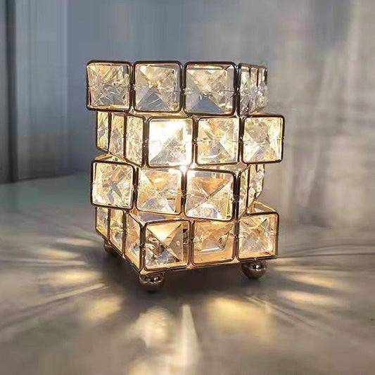 📚Diamond Crystal Geometric Cube LED Table Lamp Decorative Night Light Mood Lighting🏆