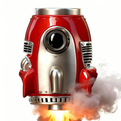 Retro-Futuristic Rocket Ship Insulated Mug – Bold Sipping Statement Piece🔥