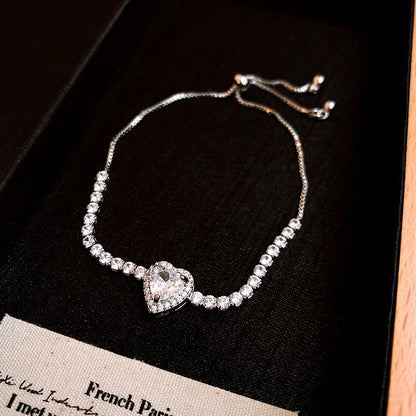 Three-dimensional Love Zircon Adjustable Bracelet